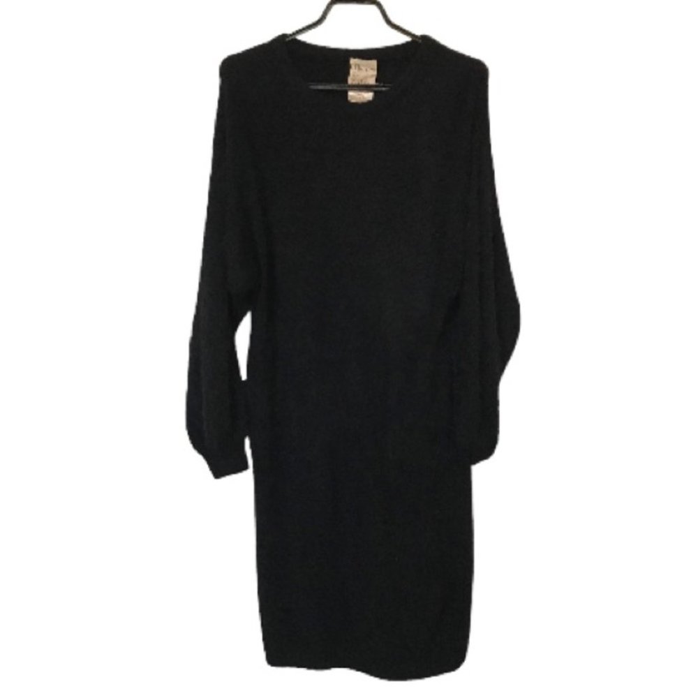 VTG Mirrors of Krizia Black Angora Lambswool Sweater Dress